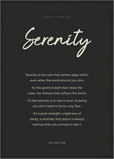 Serenity Word of Intention Framed print A2 (42 x 59.4 cm) Black frame Carbon paper