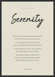 Serenity Word of Intention Framed print A2 (42 x 59.4 cm) Black frame Linen paper