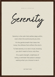 Serenity Word of Intention Framed print A2 (42 x 59.4 cm) Dark wood frame Linen paper