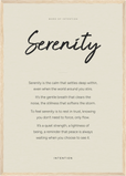 Serenity Word of Intention Framed print A2 (42 x 59.4 cm) Wood frame Linen paper