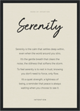 Serenity Word of Intention Framed print A3 (29.7 x 42 cm) Black frame Linen paper