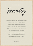 Serenity Word of Intention Framed print A3 (29.7 x 42 cm) Wood frame Linen paper