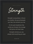 Strength Word of Intention Framed print 13x18 cm / 5x7″ Black frame Carbon paper