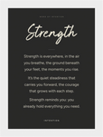 Strength Word of Intention Framed print 13x18 cm / 5x7″ White frame Carbon paper