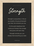 Strength Word of Intention Framed print 13x18 cm / 5x7″ Wood frame Carbon paper