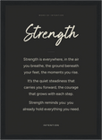 Strength Word of Intention Framed print 21x29.7 cm / 8x12" Black frame Carbon paper
