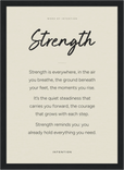 Strength Word of Intention Framed print 21x29.7 cm / 8x12" Black frame Linen paper
