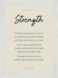 Strength Word of Intention Framed print 21x29.7 cm / 8x12" White frame Linen paper
