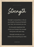 Strength Word of Intention Framed print 21x29.7 cm / 8x12" Wood frame Carbon paper