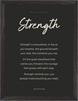 Strength Word of Intention Framed print 30x40 cm / 12x16″ Black frame Carbon paper