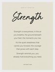Strength Word of Intention Framed print 30x40 cm / 12x16″ White frame Linen paper