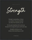 Strength Word of Intention Framed print 40x50 cm / 16x20″ Black frame Carbon paper