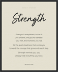 Strength Word of Intention Framed print 40x50 cm / 16x20″ Black frame Linen paper