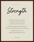 Strength Word of Intention Framed print 40x50 cm / 16x20″ Dark wood frame Linen paper