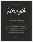 Strength Word of Intention Framed print 40x50 cm / 16x20″ White frame Carbon paper