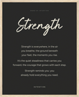 Strength Word of Intention Framed print 40x50 cm / 16x20″ Wood frame Carbon paper