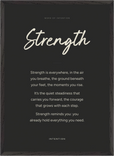 Strength Word of Intention Framed print 50x70 cm / 20x28″ Black frame Carbon paper