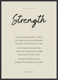 Strength Word of Intention Framed print 50x70 cm / 20x28″ Black frame Linen paper