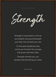 Strength Word of Intention Framed print 50x70 cm / 20x28″ Dark wood frame Carbon paper