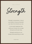 Strength Word of Intention Framed print 50x70 cm / 20x28″ Dark wood frame Linen paper