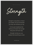 Strength Word of Intention Framed print 50x70 cm / 20x28″ White frame Carbon paper