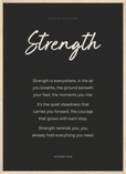 Strength Word of Intention Framed print 50x70 cm / 20x28″ Wood frame Carbon paper