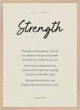 Strength Word of Intention Framed print 50x70 cm / 20x28″ Wood frame Linen paper