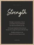 Strength Word of Intention Framed print 60x80 cm / 24x32″ Wood frame Carbon paper