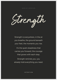 Strength Word of Intention Framed print 70x100 cm / 28x40″ White frame Carbon paper