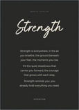 Strength Word of Intention Framed print A1 (59.4 x 84.1 cm) Black frame Carbon paper
