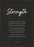 Strength Word of Intention Framed print A1 (59.4 x 84.1 cm) Dark wood frame Carbon paper