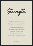 Strength Word of Intention Framed print A2 (42 x 59.4 cm) Black frame Linen paper