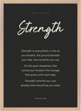 Strength Word of Intention Framed print A2 (42 x 59.4 cm) Wood frame Carbon paper