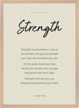 Strength Word of Intention Framed print A2 (42 x 59.4 cm) Wood frame Linen paper