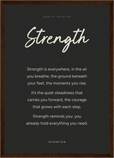 Strength Word of Intention Framed print A3 (29.7 x 42 cm) Dark wood frame Carbon paper