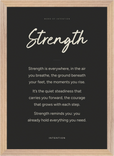 Strength Word of Intention Framed print A3 (29.7 x 42 cm) Wood frame Carbon paper