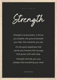 Strength Word of Intention Framed print A3 (29.7 x 42 cm) Wood frame Carbon paper