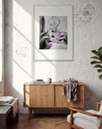 Synch'd Hands Framed print 70x100 cm / 28x40″ White frame in interior