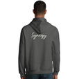 Synergy Synch'd Hands Organic Unisex Hoodie Grey Melange model back