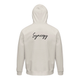 Synergy Synch'd Hands Organic Unisex Hoodie Off White flat back