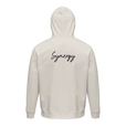 Synergy Synch'd Hands Organic Unisex Hoodie Off White flat back
