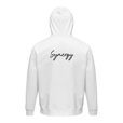Synergy Synch'd Hands Organic Unisex Hoodie White flat back