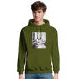 Synergy Synch'd Hands Recycled Blend Unisex Hoodie Army model front