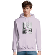 Synergy Synch'd Hands Recycled Blend Unisex Hoodie lilak model front