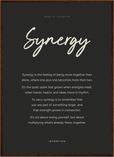 Synergy Word of Intention Framed print 50x70 cm / 20x28″ Dark wood frame Carbon paper