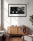 This is Where He Stood Framed print 70x100 cm / 28x40″ Black frame in interior