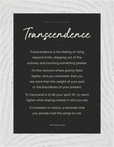 Transcendence Word of Intention Framed print 13x18 cm / 5x7″ White frame Carbon paper