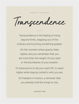 Transcendence Word of Intention Framed print 13x18 cm / 5x7″ White frame Linen paper