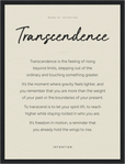 Transcendence Word of Intention Framed print 30x40 cm / 12x16″ Black frame Linen paper