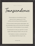 Transcendence Word of Intention Framed print 30x40 cm / 12x16″ Black frame Linen paper